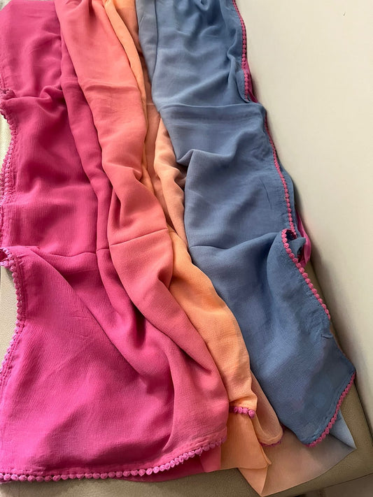 Shaded trendy chiffon lacy saree