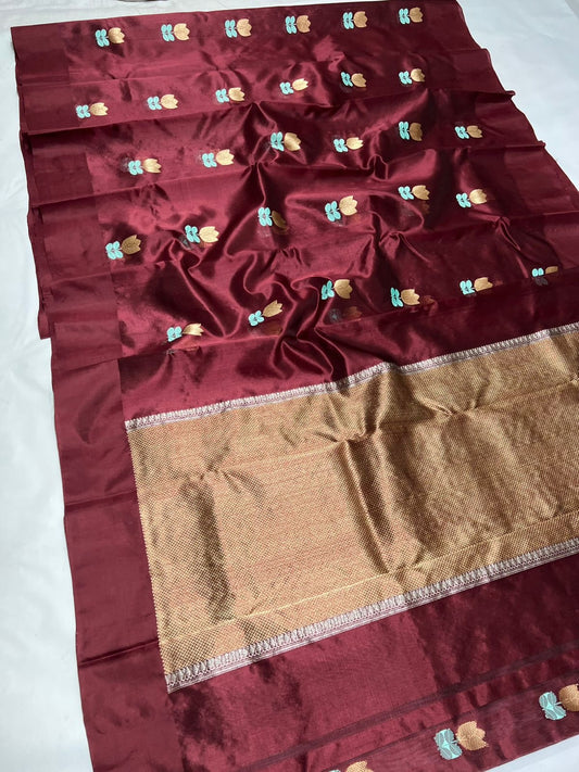 Traditional Chanderi saree floral saree blouse