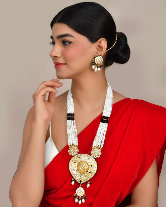 Meenakari pendant Necklace Set Pearl necklace set