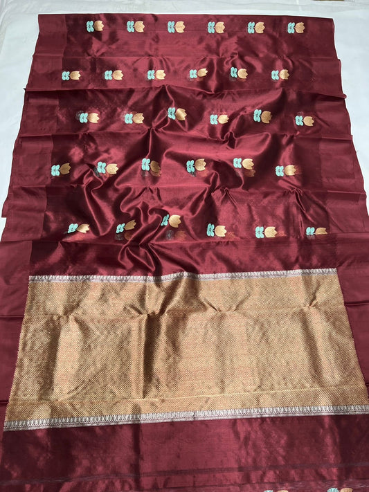 Traditional Chanderi saree floral saree blouse