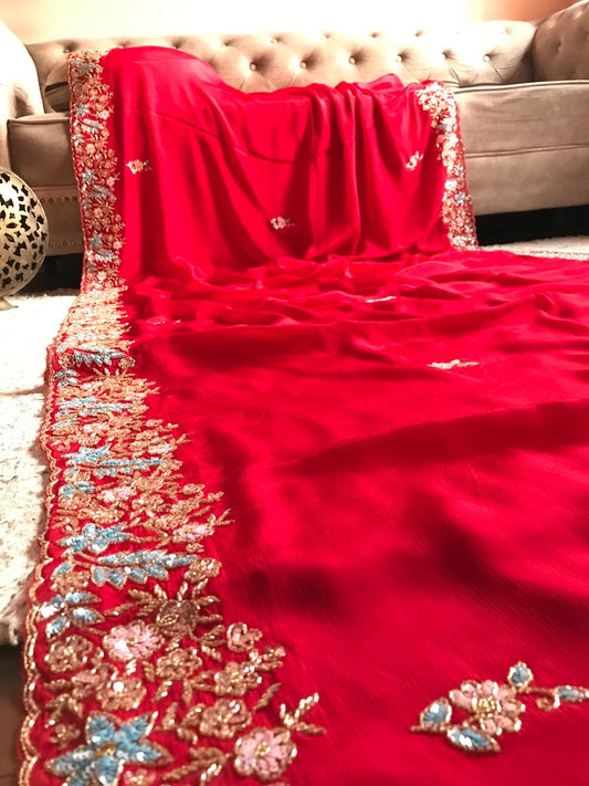 Rich Red Wedding Saree luxury saree women sarees