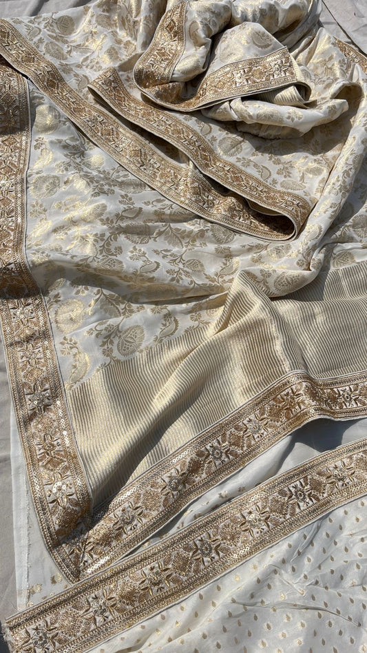 Lilani khaddi Gorgette Saree traditional sari
