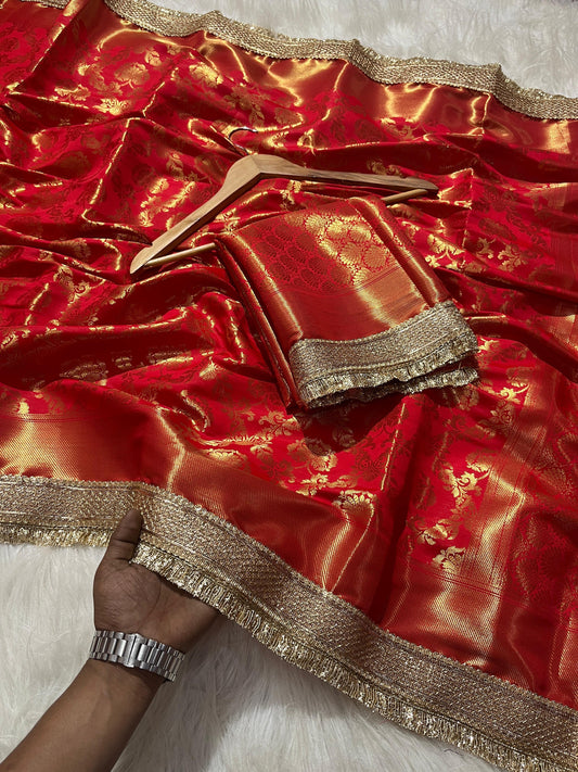 Wedding sari Banarsi saree Katan silk sarees blouse