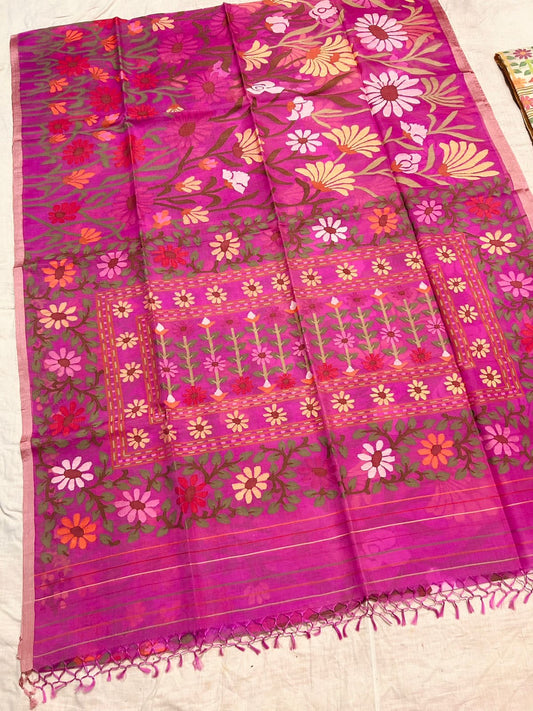 Vania pink tantuj jamdani saree Indian sari
