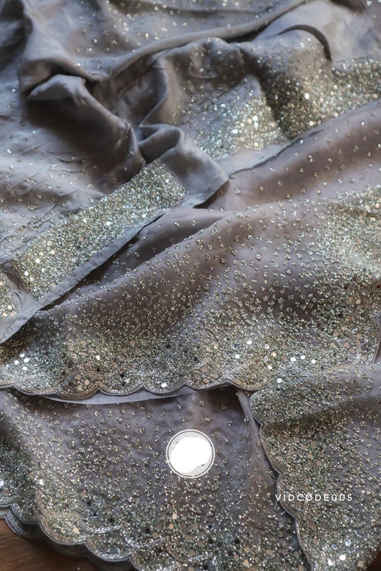 Sequins Organza Saree Partywear Sari Beautiful sari