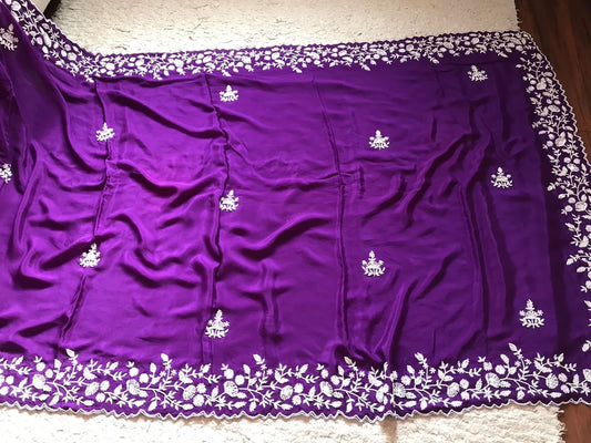 Purple premium elegant beautiful women sarees