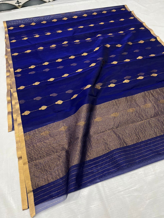 Royal blue Chanderi saree Katan silk sarees