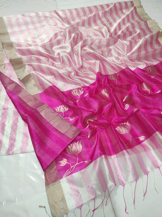 Pink Striped Chanderi Saree Indian Traditional sarees