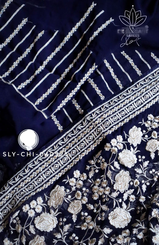 Elegant chikankari saree Lucknowi saree Indian sarees women saree blouse