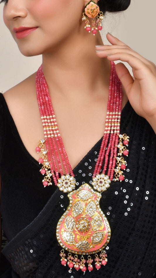 Pink Necklace Set Meenakari Bridal Set