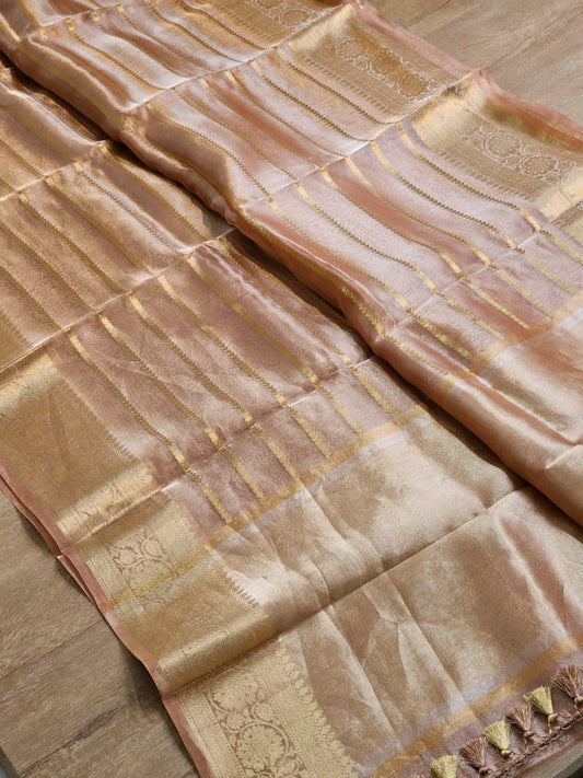 Striped tissue silk Banarsi Indian sarees