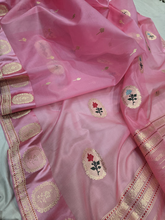 Pink kora saree Ektara saree Indian sari blouse