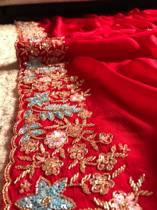 Rich Red Wedding Saree luxury saree women sarees