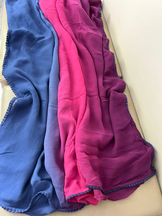 Shaded trendy chiffon lacy saree