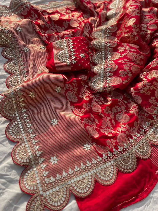 Weaving Banarsi Saree khaddi Gorgette saree Women Sari