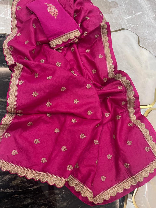 Vahisha saree tussar saree embroidery saree Indian sarees blouse