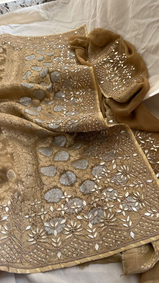 Rimjhim khaddi gorgette Banarsi sarees