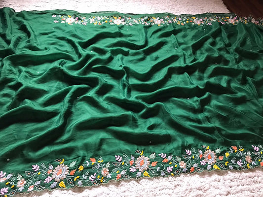 Satin Saree Emerald Saree Premium saree