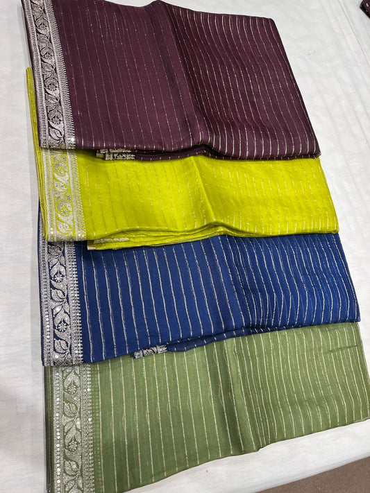 Vanisha organza saree striped saree Partywear sari blouse