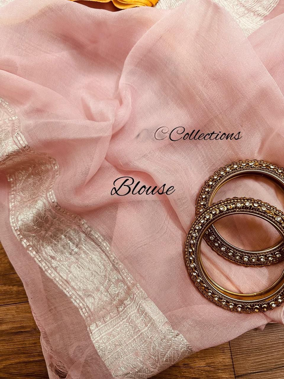 Pink Khaddi Chiffon Saree Banarasi Sarees
