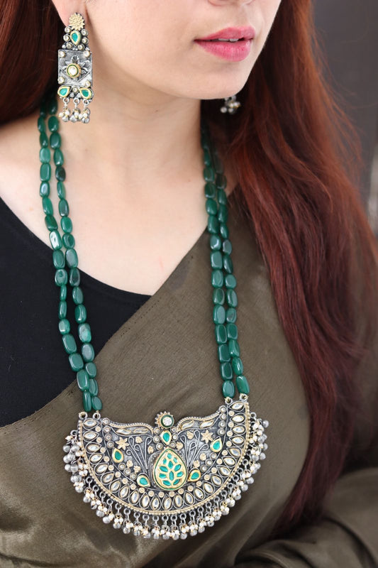 Zevash beaded long necklace set