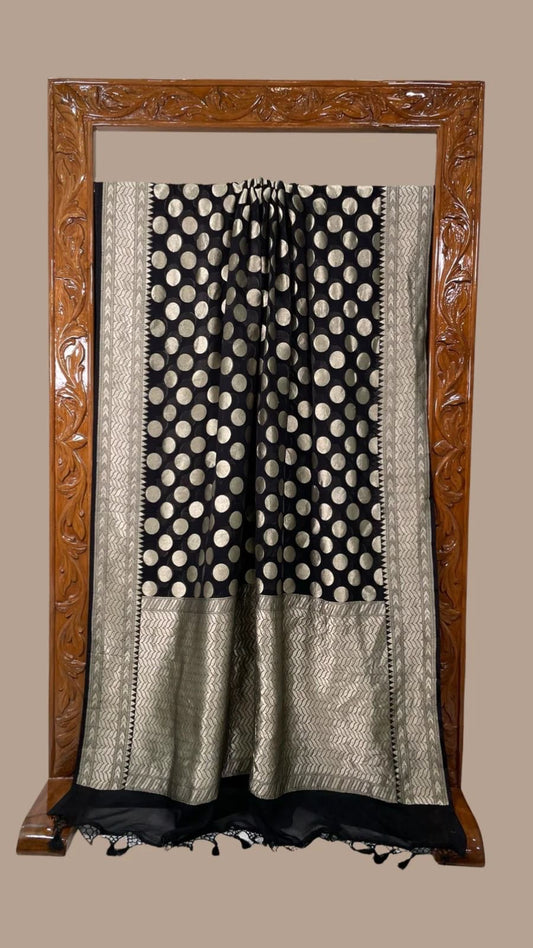 Black water sari khaddi gorgette saree