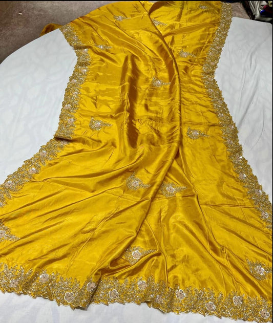 Sanes reception saree zardosi saree partywear sari blouse