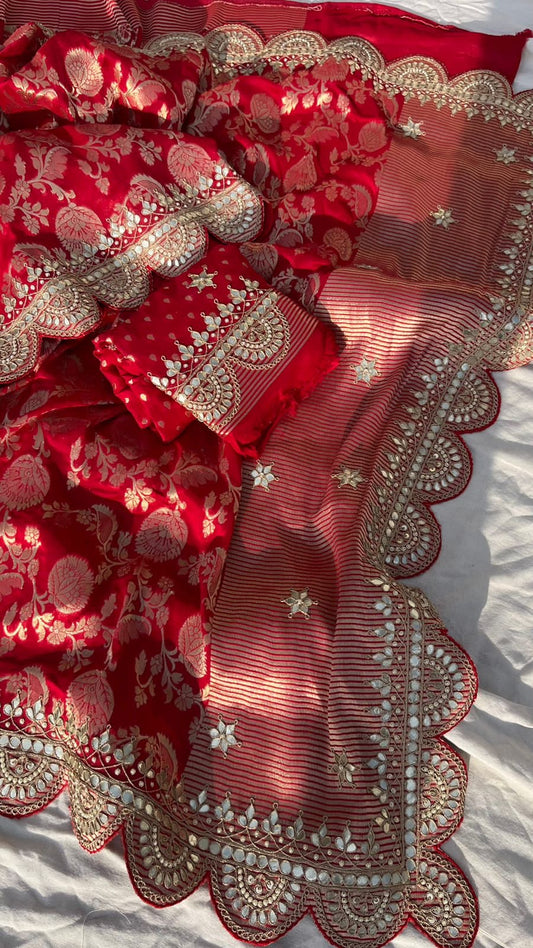 Weaving Banarsi Saree khaddi Gorgette saree Women Sari