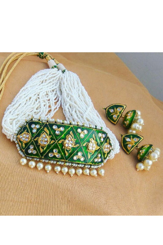 Mariana green pearl choker set