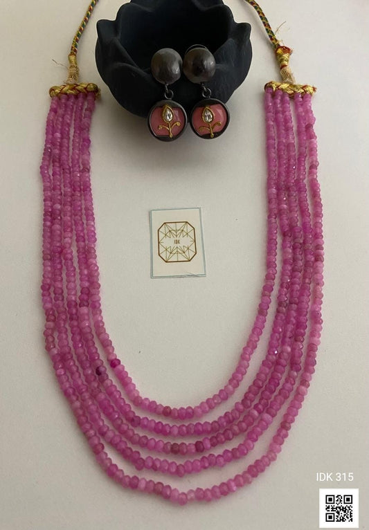 Pink beaded necklace set Partywear necklace