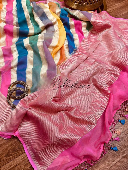 Rangkat handwoven khaddi gorgette saree