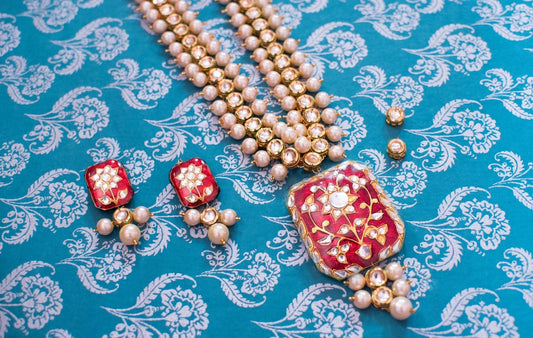 Kiwari Meenakari Pearl long Necklace set Women Necklace