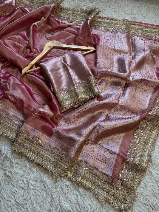 Maharani inspired tissue saree Zari saree premium sari blouse