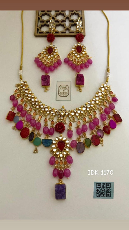Handmade necklace set pacchi Kundan set Kundan jewellery Kundan set