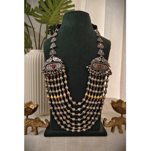Layered necklace set dholki beads necklace set