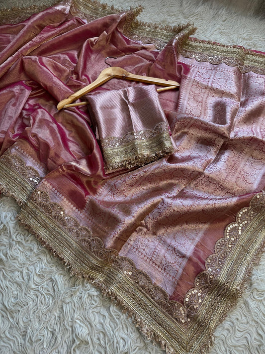 Maharani inspired tissue saree Zari saree premium sari blouse