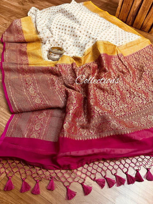 White khaddi georgette saree Indian sarees blouse