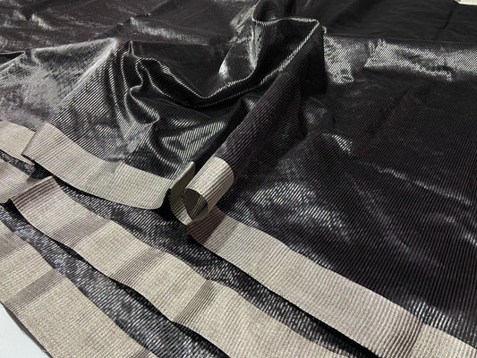 Black Chanderi Katan Saree Silk Saree Women Cocktail Sarees