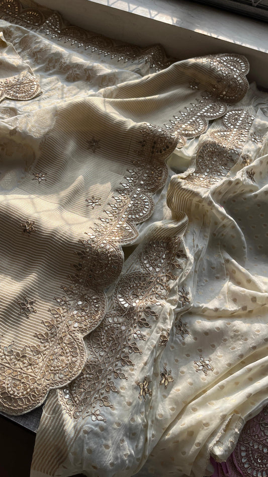 Umesha Khaddi gorgette saree Indian wedding sari blouse