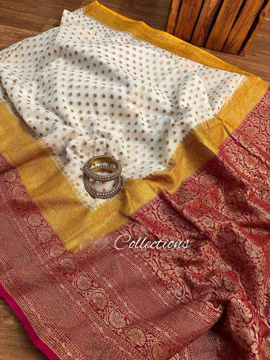 White khaddi georgette saree Indian sarees blouse