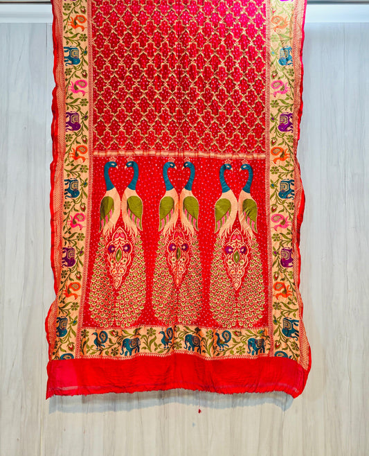 Georgette Minakari dupatta Red dupatta Indian dupatta