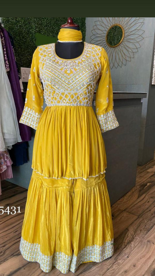 Zenik Yellow Dress Indowestern Dress