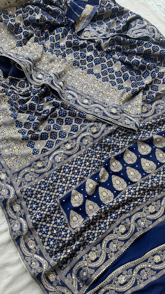 Vanisha Khaddi Gorgette saree Indian traditional sarees