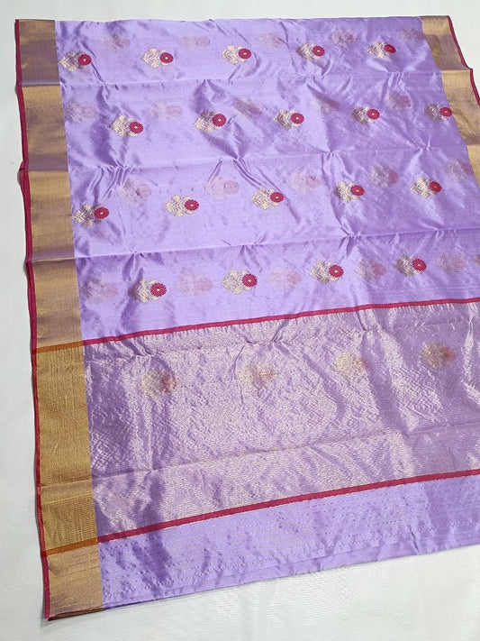 Handmade Chanderi saree Pattu silk Meenakari sarees blouse