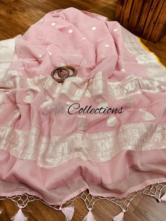 Pink Khaddi Chiffon Saree Banarasi Sarees