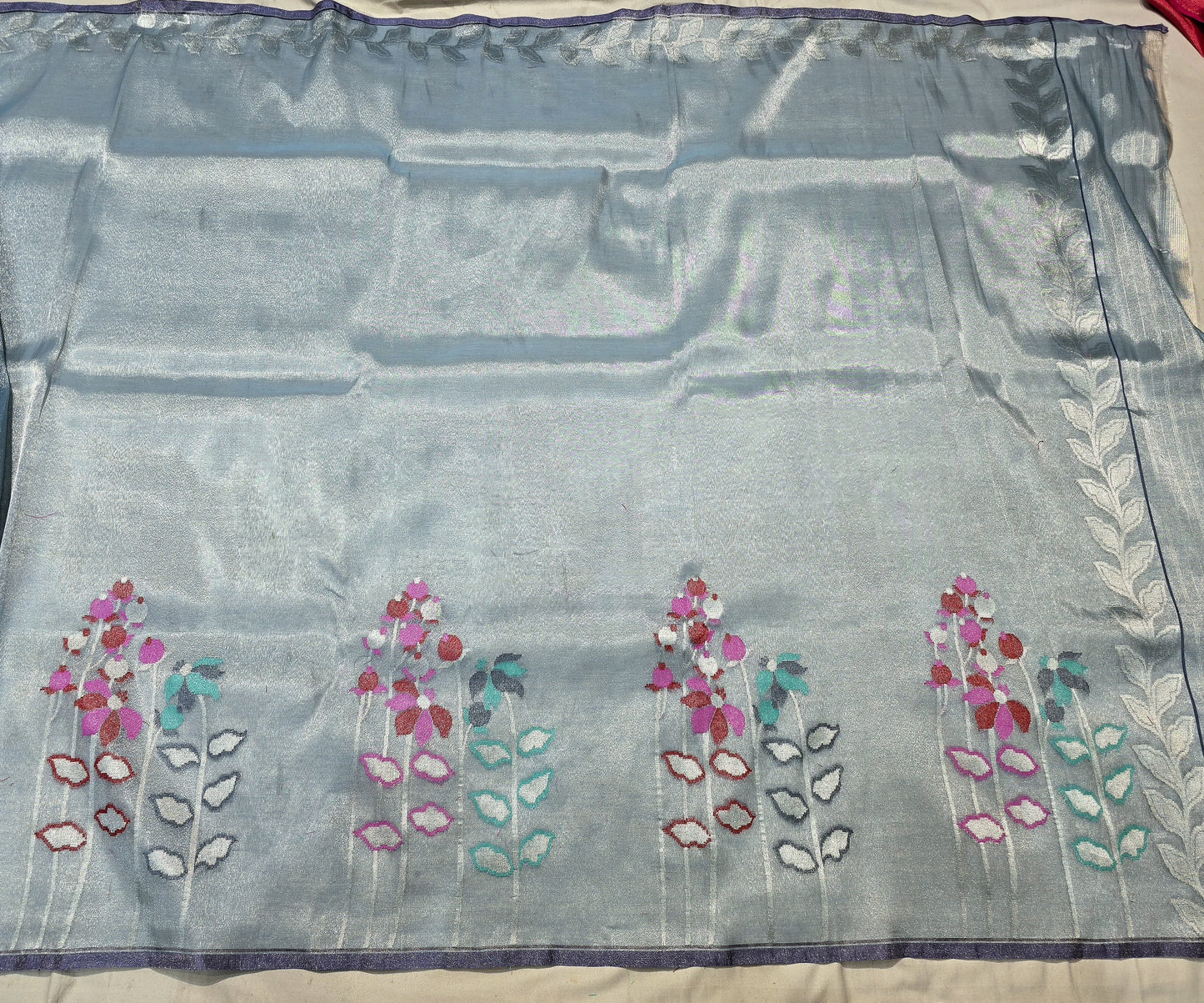 Blue iktara saree tissue saree Indian Partywear sari blouse