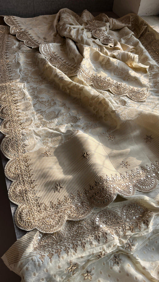 Umesha Khaddi gorgette saree Indian wedding sari blouse