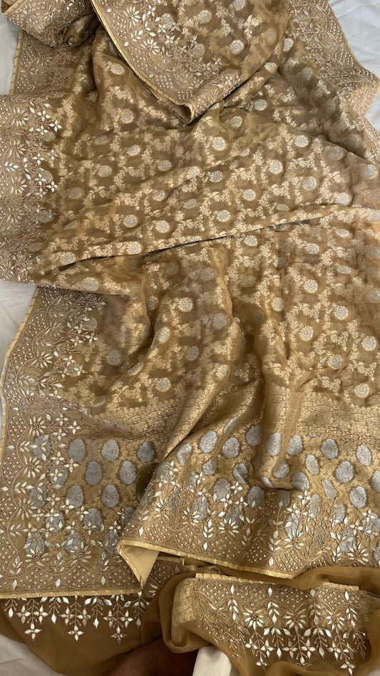 Rimjhim khaddi gorgette Banarsi sarees