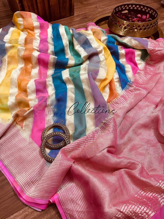 Rangkat handwoven khaddi gorgette saree