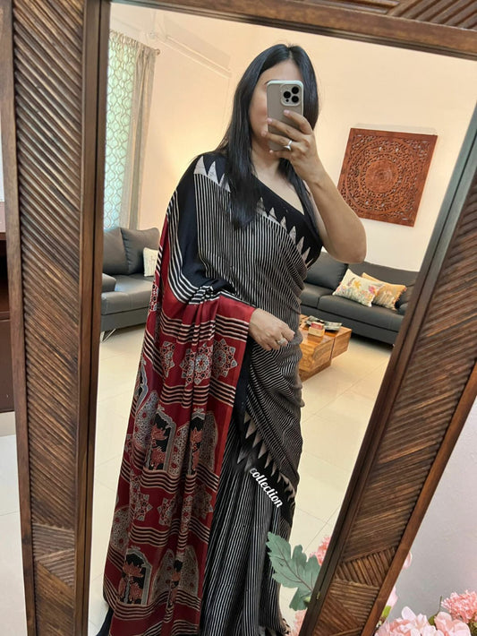 Ruhi ajrakh modal silk saree